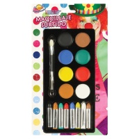 Paleta de maquilhagem com lápis em barra coloridos