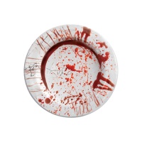 Pratos de cartão com manchas de sangue de 23 cm - 8 unidades