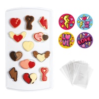 Kit Corações para chocolates - Decoração - 40 unidades