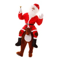 Disfarce de Pai Natal aos ombros da rena