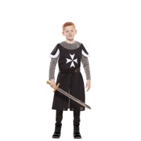 Fato de cavaleiro negro medieval para crianças