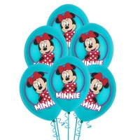 Balões de látex de Minnie Mouse coloridos de 30 cm - 6 unidades