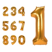 Balão de número gigante dourado XXL de 93 x 134 cm - Anagram