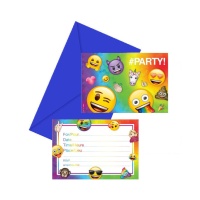 Convites de Emojis Arco-íris - 8 convites