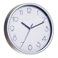 Relógio de parede com moldura prateada de 25,5 cm - DCasa