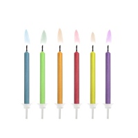 Velas com chamas de cores sortidas de 6 cm - 6 unidades