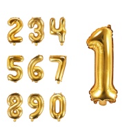 Balão mini de número dourado - 35 cm - PartyDeco