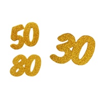 Números de borracha EVA com brilho dourado - 6 unidades