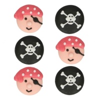 Figuras de açúcar de piratas e caveiras - FunCakes - 8 unidades