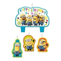 Velas dos Minions Happy Birthday - 4 unidades