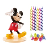 Conjunto de bolo com figuras do Mickey Mouse e velas - Dekora