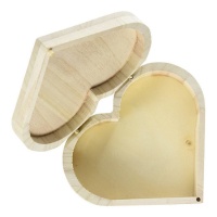 Caixa de madeira em forma de coração com dobradiças 18 x 16 cm