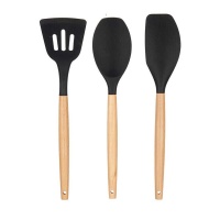 Conjunto de utensílios de cozinha em silicone e madeira - 3 pcs.
