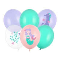 Balões Sereia de 30 cm - PartyDeco - 6 peças