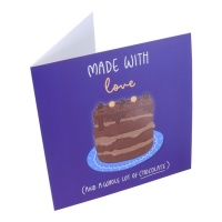 Cartão de felicitações com bolo de chocolate