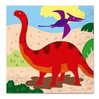 Guardanapos de dinossauro de 16,5 x 16,5 cm - 12 unidades