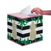 Caixa de desejos de ananás tropical Havaiano de 30,5 x 30,5 x 30,5 cm