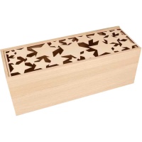 Caixa rectangular de madeira com estrela 33 x 12 x 12 cm