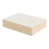 Caixa retangular em madeira de pinho maciço 15 x 11 x 3,5 cm