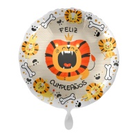Balão de Feliz Aniversário com leão 43 cm - Premioloon