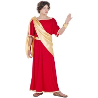 Traje César romano vermelho e dourado para homens