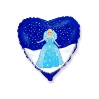 Balão de coração louro da Princesa da Neve 45 cm - Conver Party