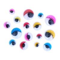 Olhos coloridos móveis com pestanas variadas - Inspiro - 52 peças