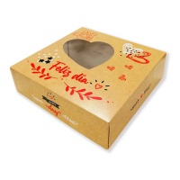 Caixa para bolos decorada com corações dos namorados 26 x 26 x 8 cm - Pastkolor