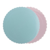 Base para bolo redonda de 30 x 30 x 0,3 cm azul e rosa - Dekora