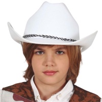 Chapéu de cowboy branco para crianças - 54 cm