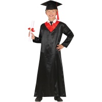 Fato de graduado preto e vermelho para crianças