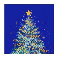 Guardanapos azul noite de árvore de Natal de 16,5 x 16,5 cm - 30 unidades