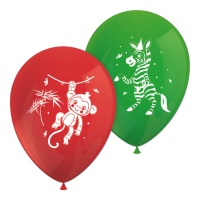 Balões de látex animais de festa da selva 30 cm - 8 unidades