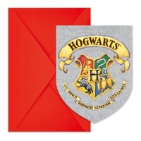 Convites de Harry Potter Hogwarts Houses de 9,5x14,5 cm - 6 unidades