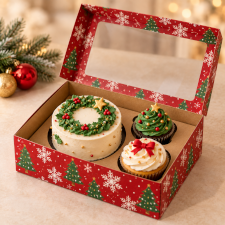 Caixas para cupcakes e biscoitos de Natal