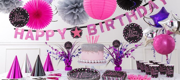  Decoração de aniversário Pink Birthday - Essenciais de Pink Birthday para a mesa 1