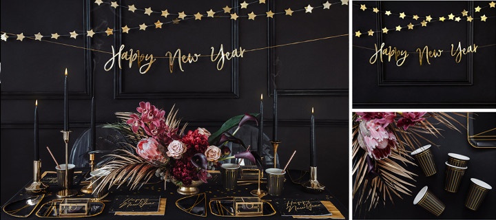  Decoração Black and Gold para a festa de Ano novo - Básicos para a mesa 1