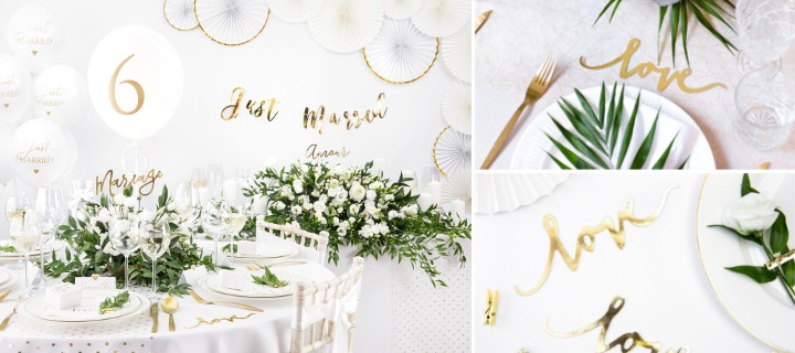  Decoração branco e dourado para festas de casamento - Básicos para a mesa 1