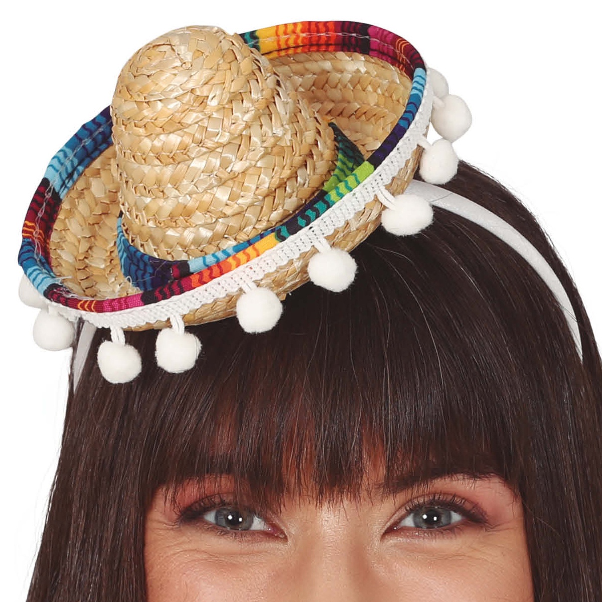 Fita para a cabeça com mini chapéu mexicano