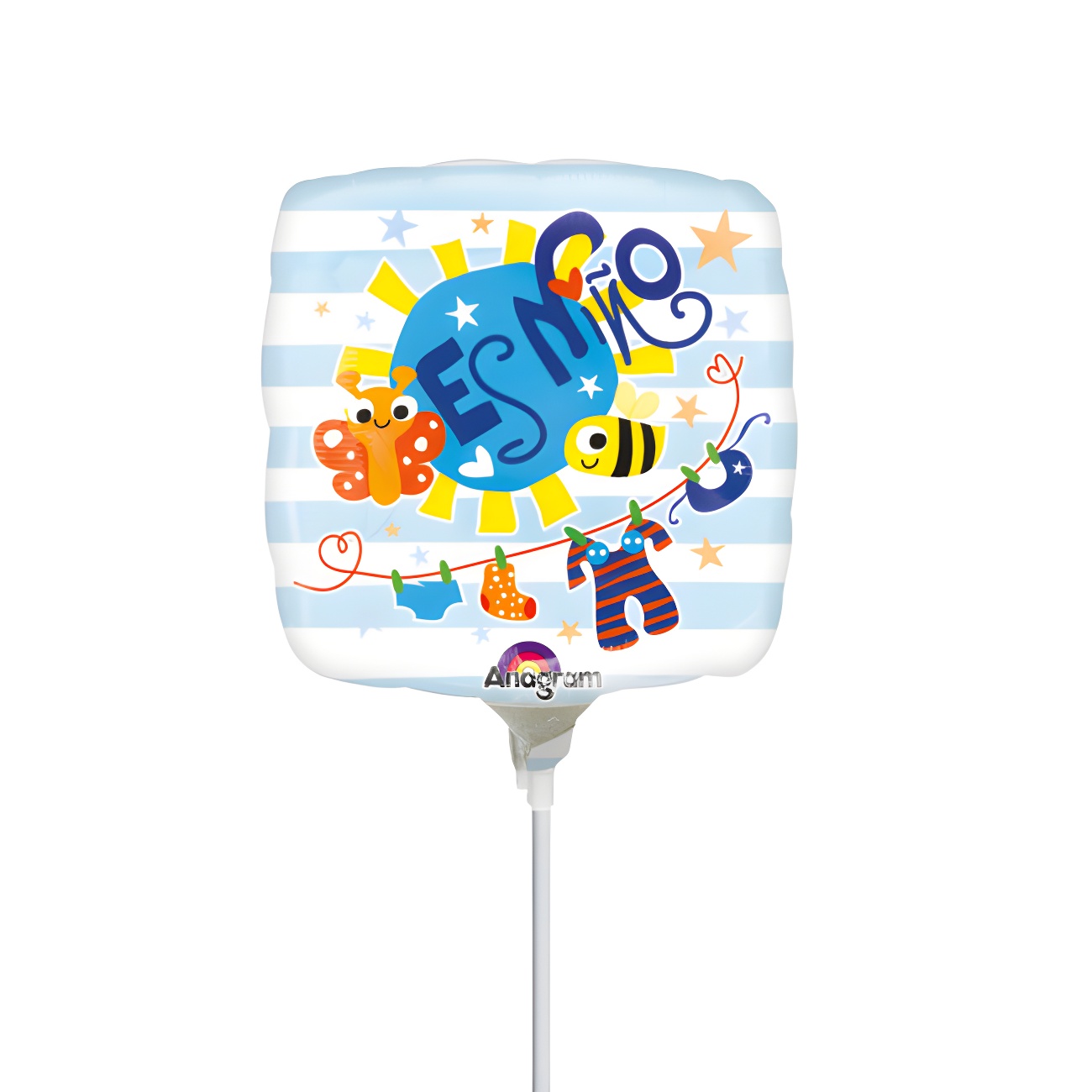 Balão inflado com haste de roupa de bebé é criança de 17 cm - Anagrama por  2,00 €