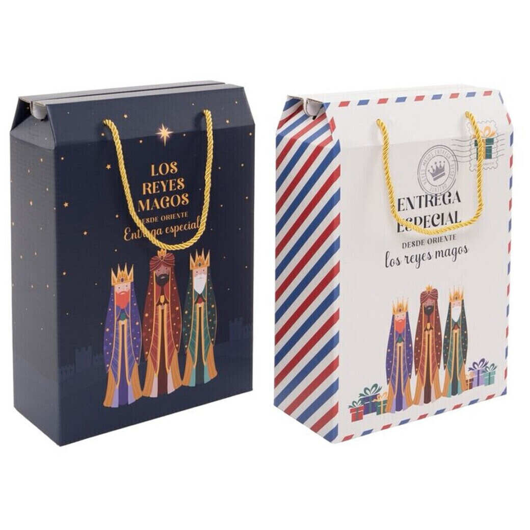 Caixa de presente de 35 x 24 x 11 cm dos Reis Magos do Oriente com alças - 1 unidade