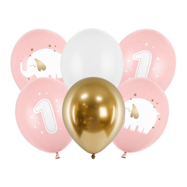 Balões de látex 30 cm para o primeiro aniversário do bebé elefante - PartyDeco - 6 unidades
