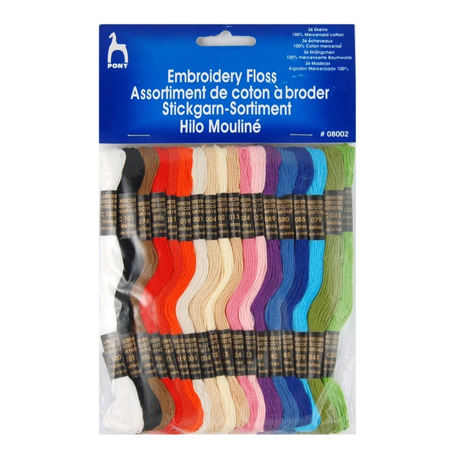 Fio dental para bordar Mouliné em cores sortidas 7 m - Pónei - 36 novelos