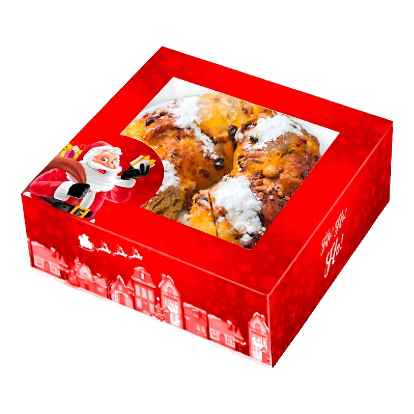 Caixa de 28 x 28 x 7,5 cm para bolo Pai Natal decorado - 2