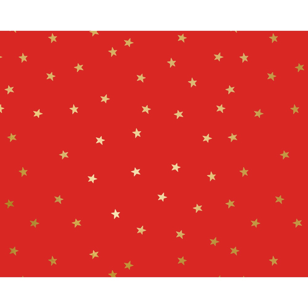 Papel de presente vermelho com estrelas douradas de 2 x 0,70 m - 1 unidade