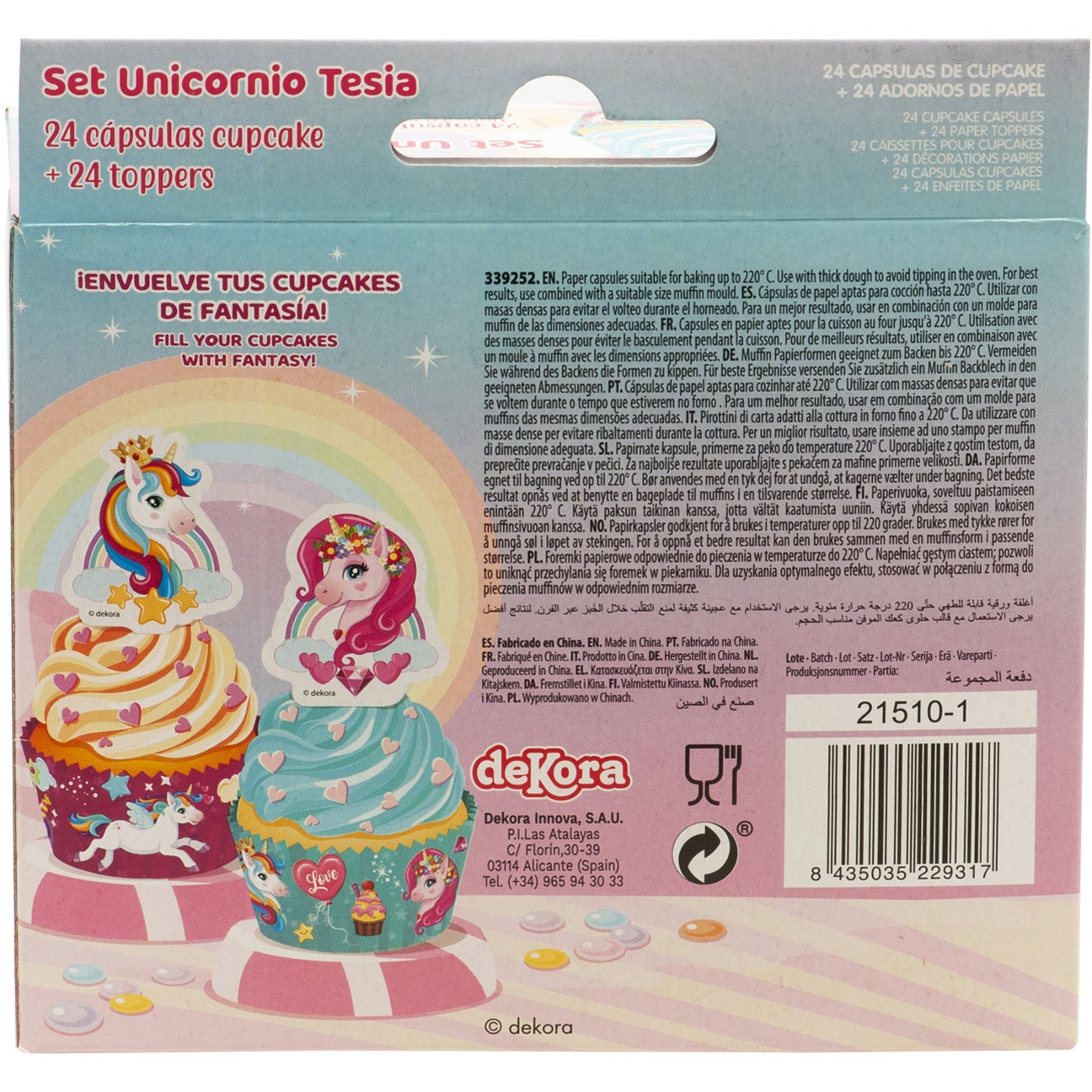 Cápsulas e palitos para cupcakes de unicórnio - 24 unidades - 5