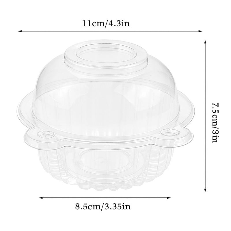 Cápsula para cupcake de plástico com tampa de 11 x 8,5 x 7,5 cm - 100 unidades - 2