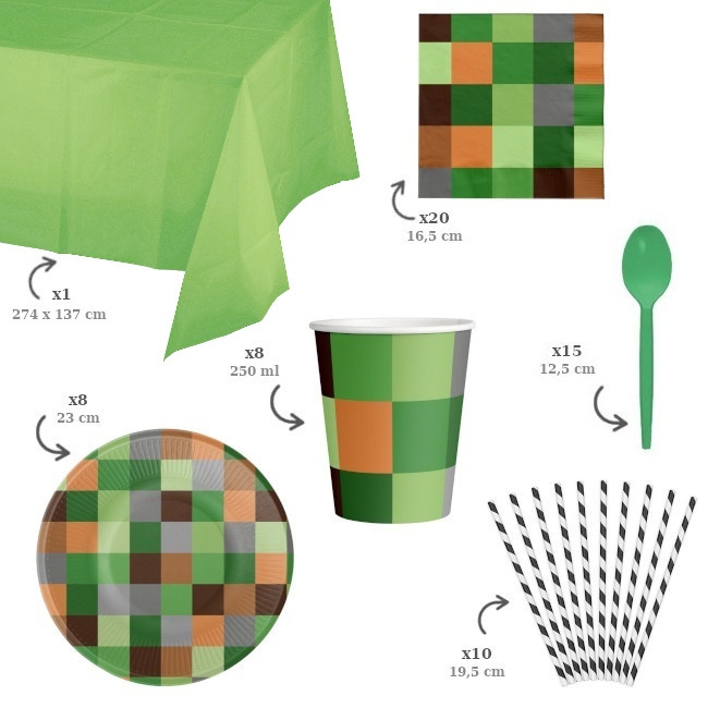 Pacote para festa de Minecraft - 8 pessoas - 2