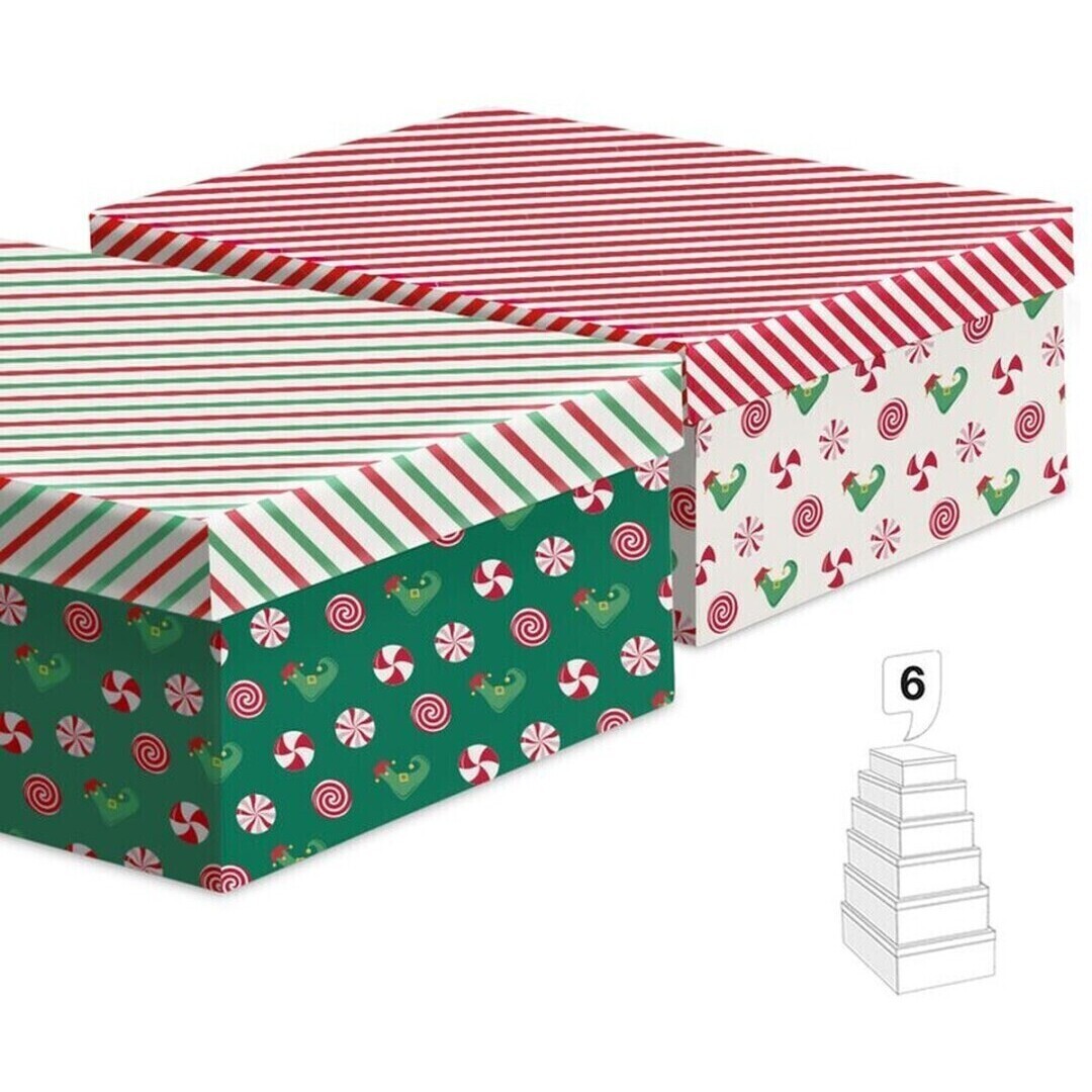 Caixa retangular de elfo natalino - 6 unidades