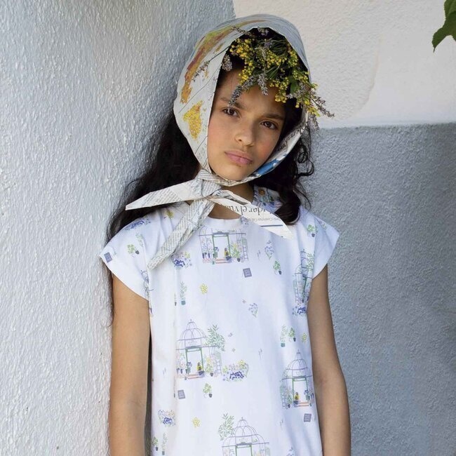 Foto detallada de tecido de algodão jersey A florista feliz - Katia